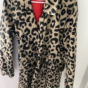 On 34th Leopard Print Trench Coat in Beige and Black